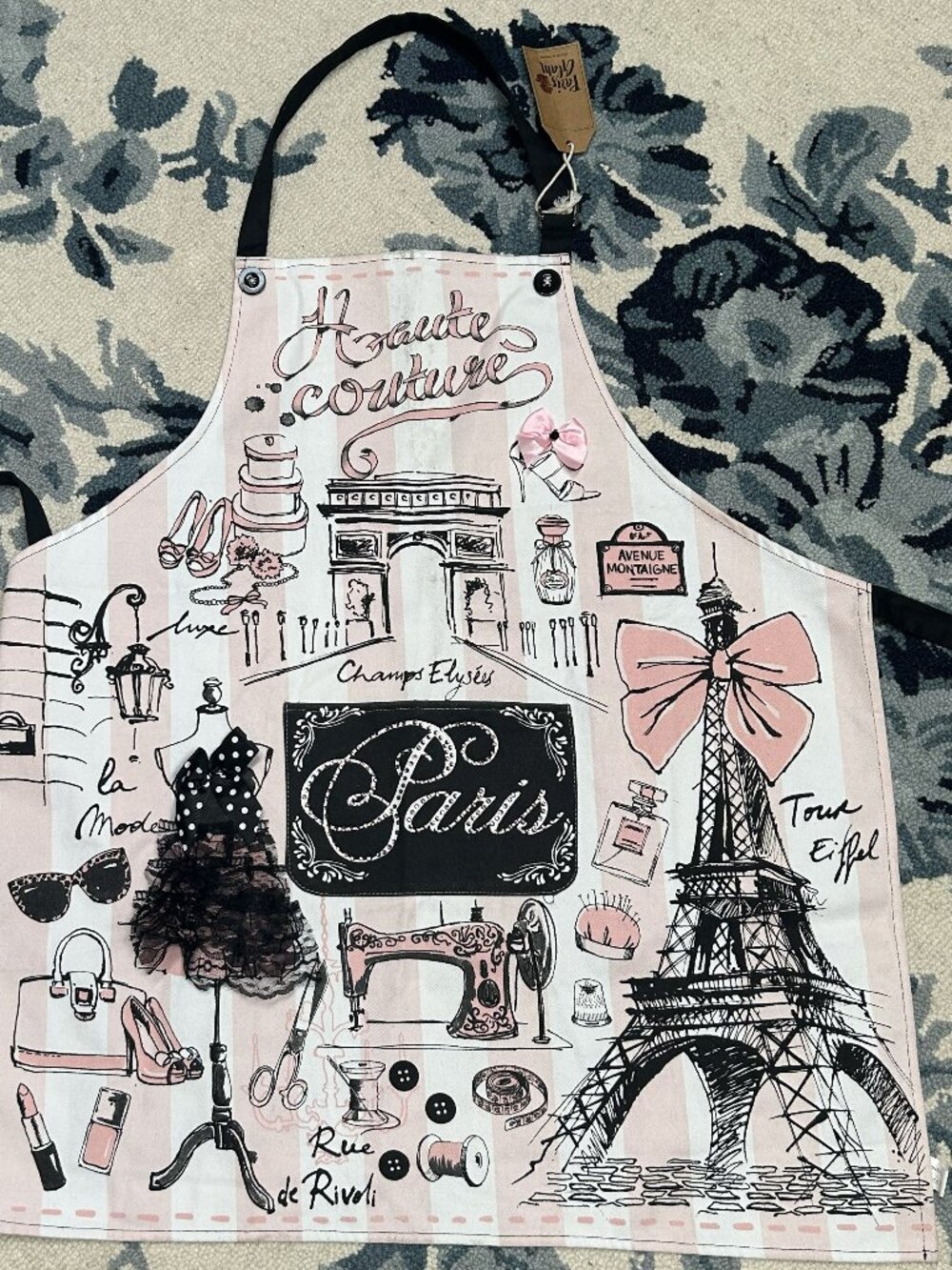 Paris Glam Apron — One Size | Black, White & Pink